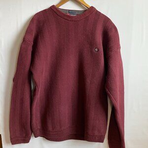 Vtg Chaps Ralph Lauren Herringbone Cotton Pullover Crewneck Sweater XL Burgundy